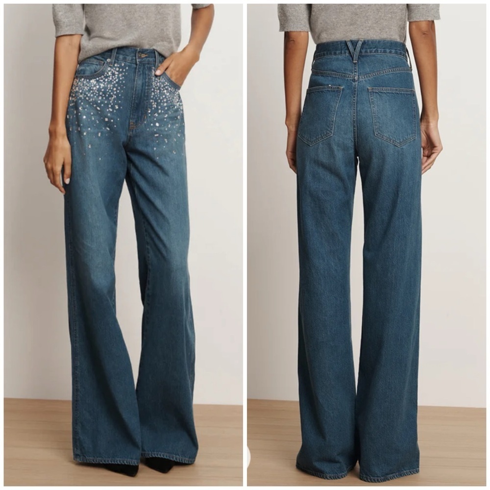 NWT Veronica Beard Kasey Crystal Wide-Leg Jean SZ 26 - Picture 2 of 8